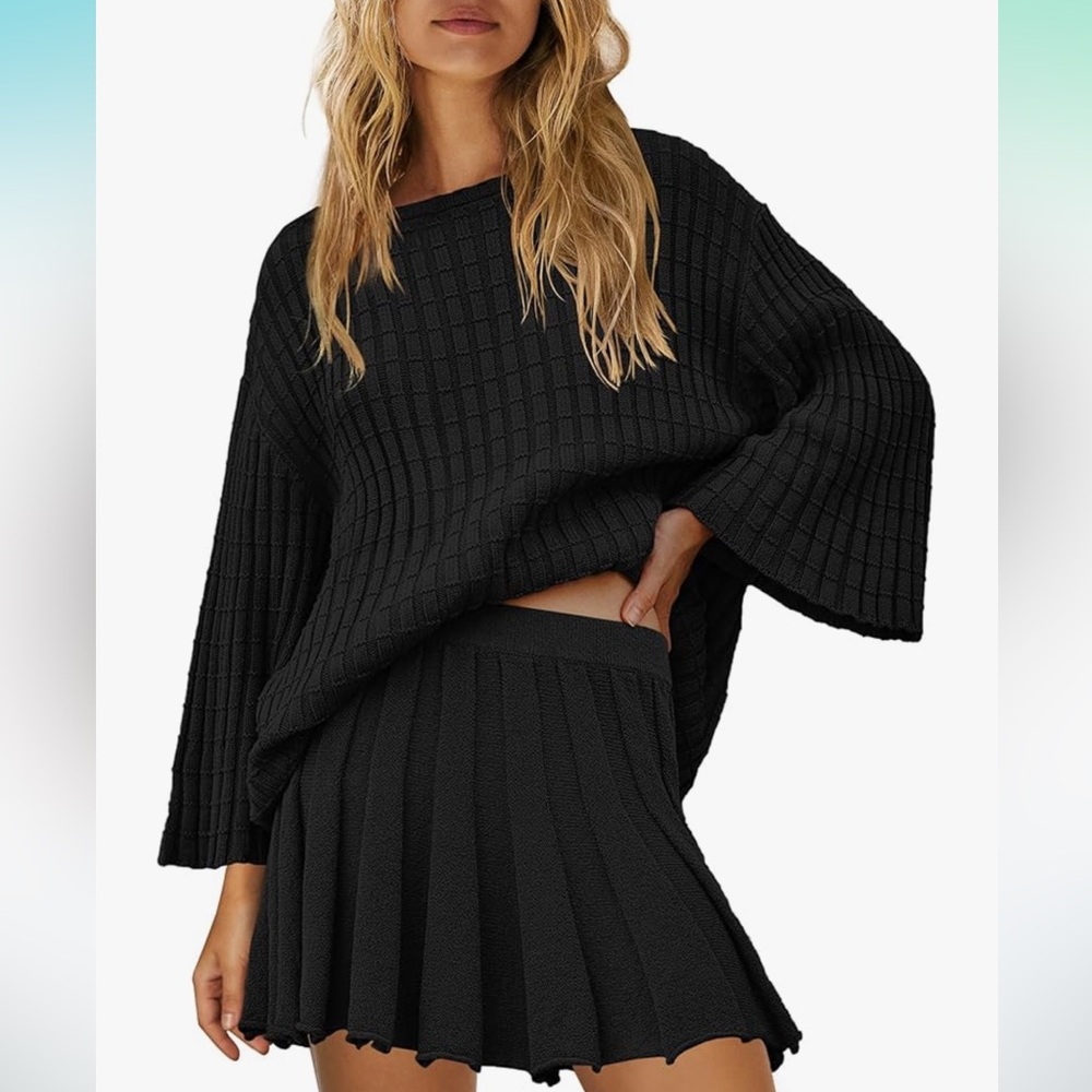 Women's Black Knit Skirt/ Sweater Set